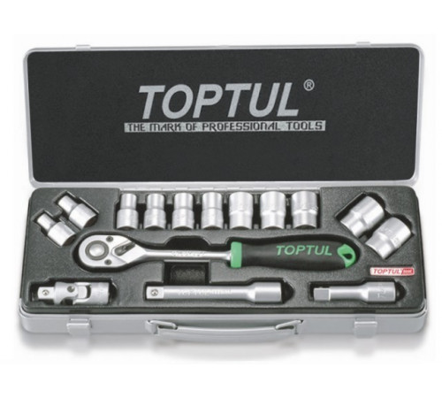 Набор головок 1/2" 8-24мм 15предм. 6гр. метал.кейс TOPTUL