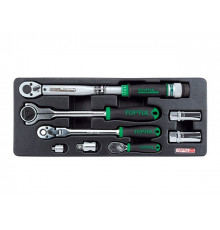 Набор-сет трещотки + динамометрический ключ 434х176мм TOPTUL