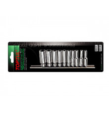 Набор головок 1/4" дюймовые 3/16"-9/16" 12гр. 10шт на подвесе TOPTUL