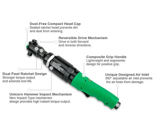Пневмогайковерт-трещотка 1/2"163N/m SUPER DUTY TOPTUL (KAAL1612)