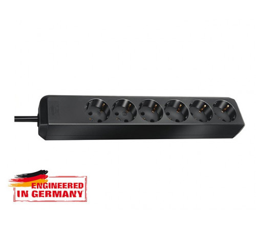 Удлинитель 1.5м (6 роз., 3.3кВт, с/з, ПВС) черный Brennenstuhl Eco-Line