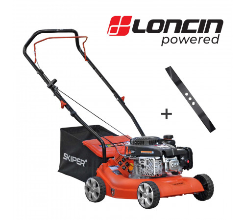 Газонокосилка бензиновая SKIPER GW401 (40 см, ручной, Loncin 3,5 лс, пласт дека, травосб.45 л, +НОЖ)