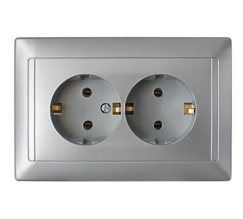 Розетка 2-ая (скрытая, с/з) серебро, Стиль, Bylectrica
