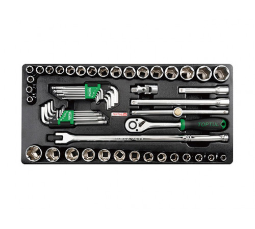 Набор-сет головок с принадлежностями 57предм. TOPTUL