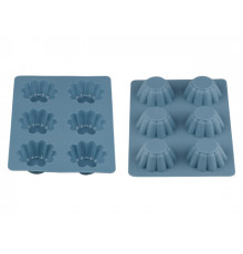 Форма для выпечки, силиконовая, прямоуг. на 6 кексов, 25.5 х 18 х 3 см, BLUESTONE, PERFECTO LINEA