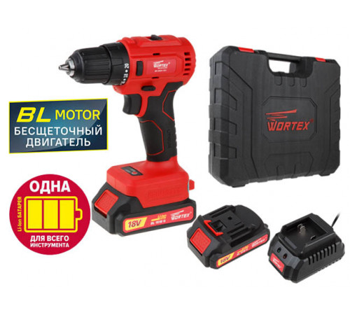 Аккум. дрель-шуруповерт WORTEX BD 2025-1 DLi в чем. ALL1 XLT БЕСЩЕТ, 18 В, 50 Н0м, 2х1,5 А0ч, БЗП 10