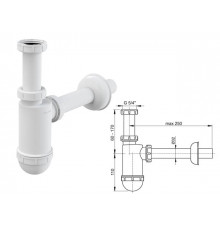 Сифон для умывальника O32 c накидной гайкой 5/4, Alcaplast
