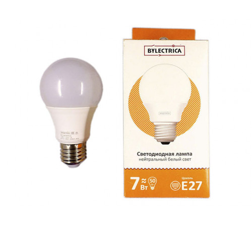 Лампа светодиодная A60 СТАНДАРТ 7 Вт 170-240В E27 4000К BYLECTRICA