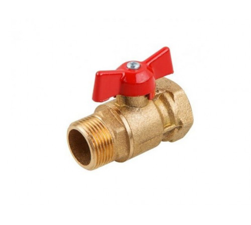 Кран шаровый стандарт. 1/2" вн. х 3/4" нар. бабочка PN1,6 МПа, 11Б27п7, Цветлит