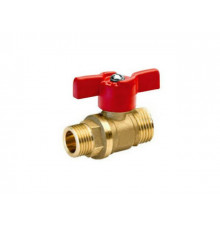 Кран шаровый 1/2" нар. х 3/4" нар. бабочка PN1,6 МПа, 11Б27п7, Цветлит