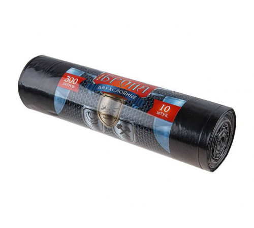Мешки для мусора, 300 л, 10 шт, "БРОНЯ", черные, РОМАШКА