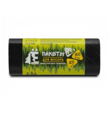 Мешки для мусора, 30 л, 20 шт, "Е-Ромашка", черные, РОМАШКА