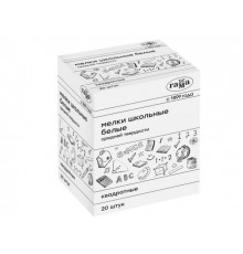 Мелок средн. твердости БЕЛЫЙ квадратный школьный уп.20 шт