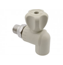 Кран шар. ПП для радиатора 20х1/2" угл., сер. FV Plast
