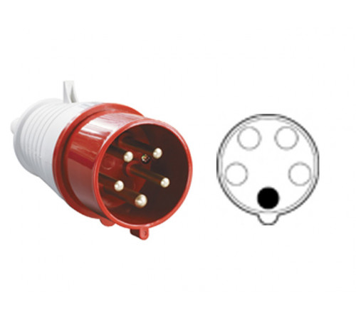 Вилка силовая 16А 380В 5 pin 3P+PE+N IP44