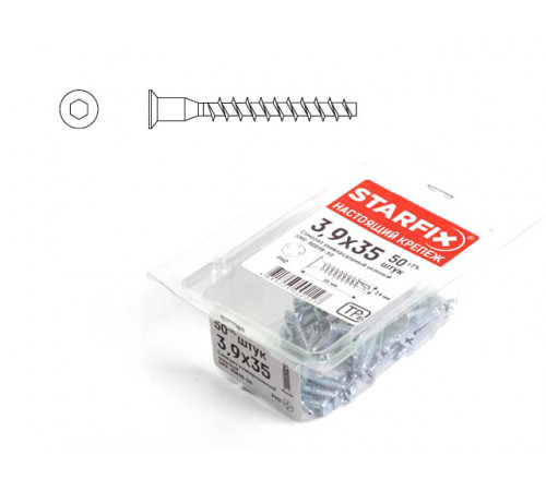 Конфирмат 7.0х50 мм с внутр. шестигр. (30 шт в пласт. конт.) STARFIX