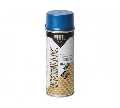 Лак на акриловой основе синий INRAL METALLIC SPRAY 400мл