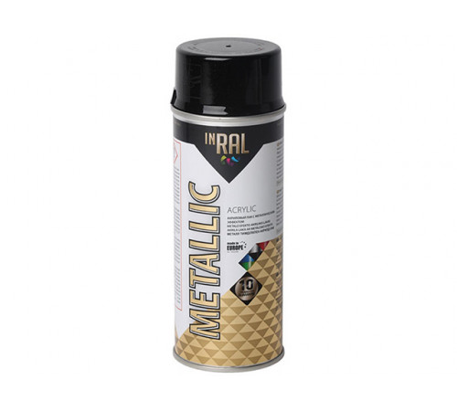 Лак на акриловой основе черный INRAL METALLIC SPRAY 400мл