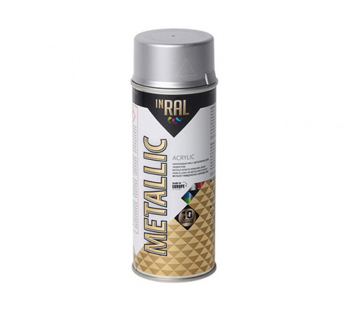 Лак на акриловой основе серебряный INRAL METALLIC SPRAY 400мл