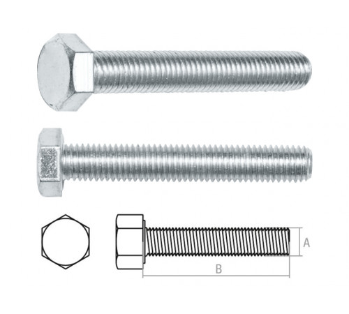 Болт М10х25 мм шестигр., цинк, кл.пр. 5.8, DIN 933 (50 шт в карт. уп.) STARFIX