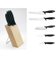 Набор ножей 5 шт. с деревянным блоком Essential Fiskars